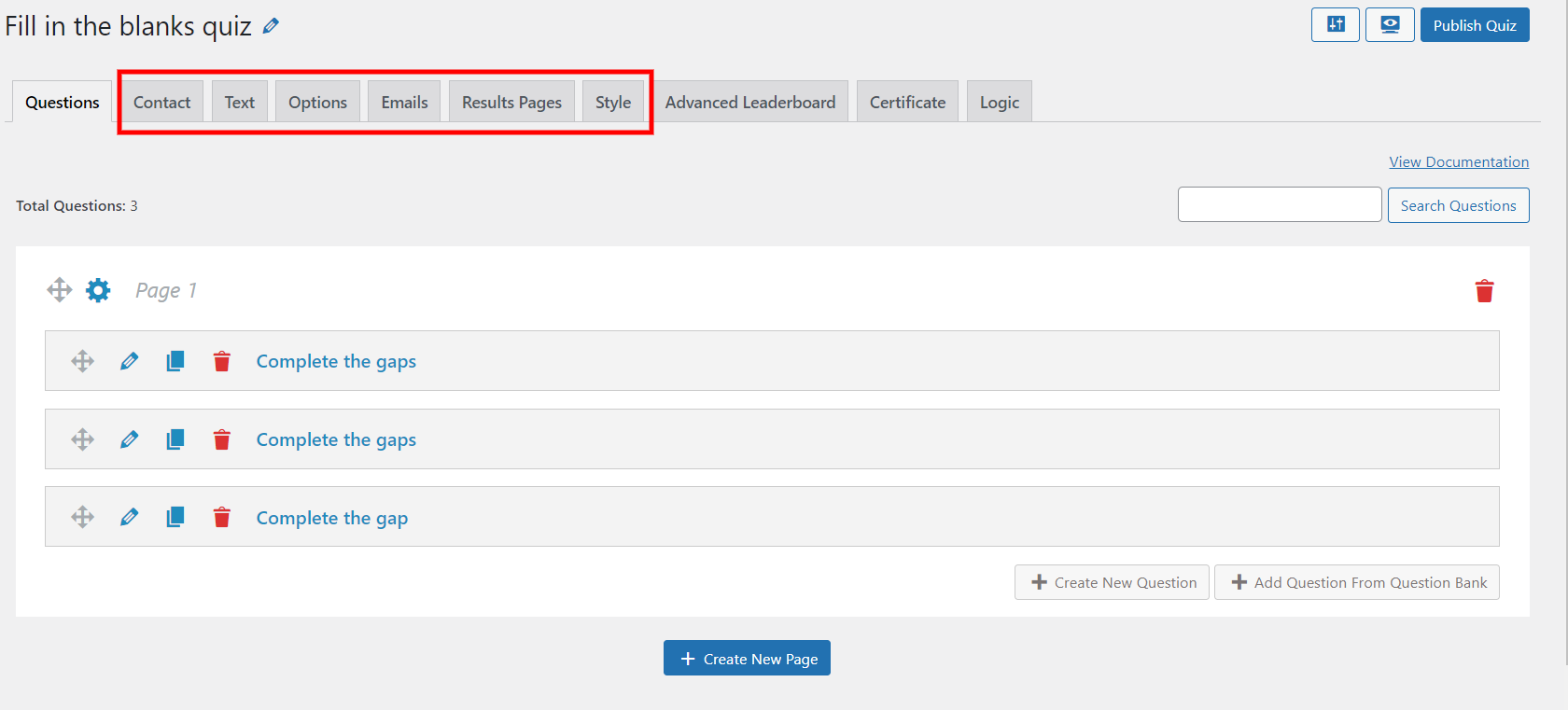 Vocabulary Quiz in WordPress - Customize options