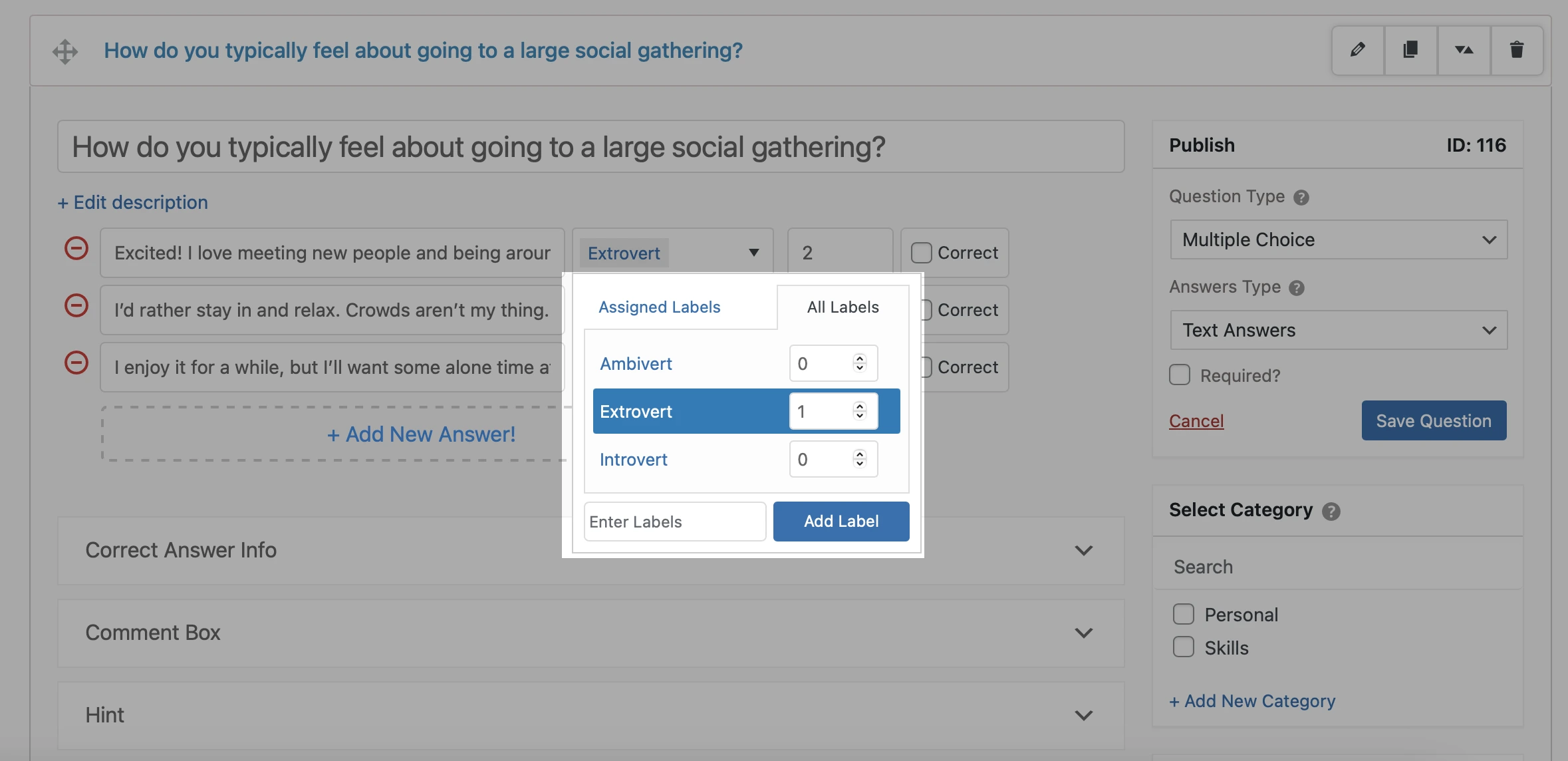 How to Create a Personality Quiz in WordPress (4 Steps) personlity-quiz-add-separate-labels