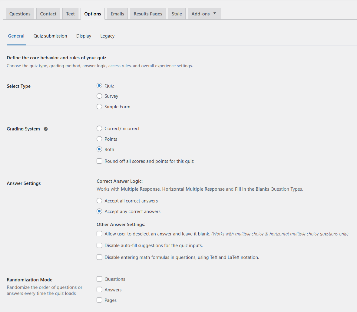 How to Create a Quiz QSM Options tab