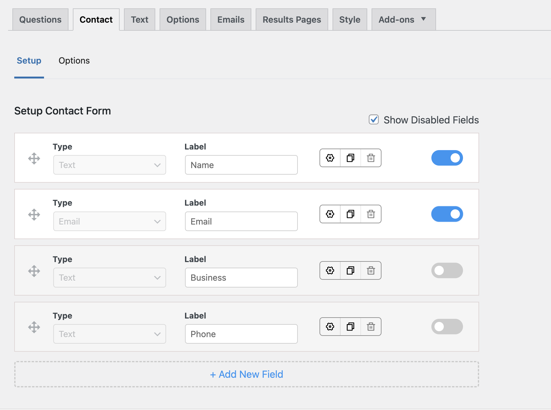 create quiz contact form