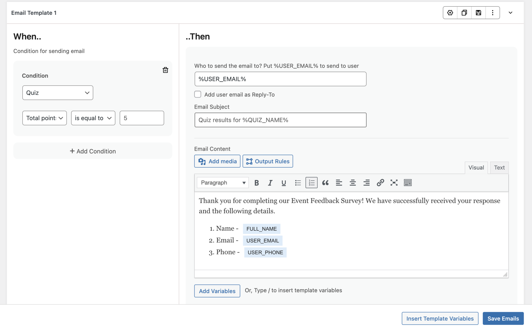 How to Setup Emails - Documentation Quiz And Survey Master
