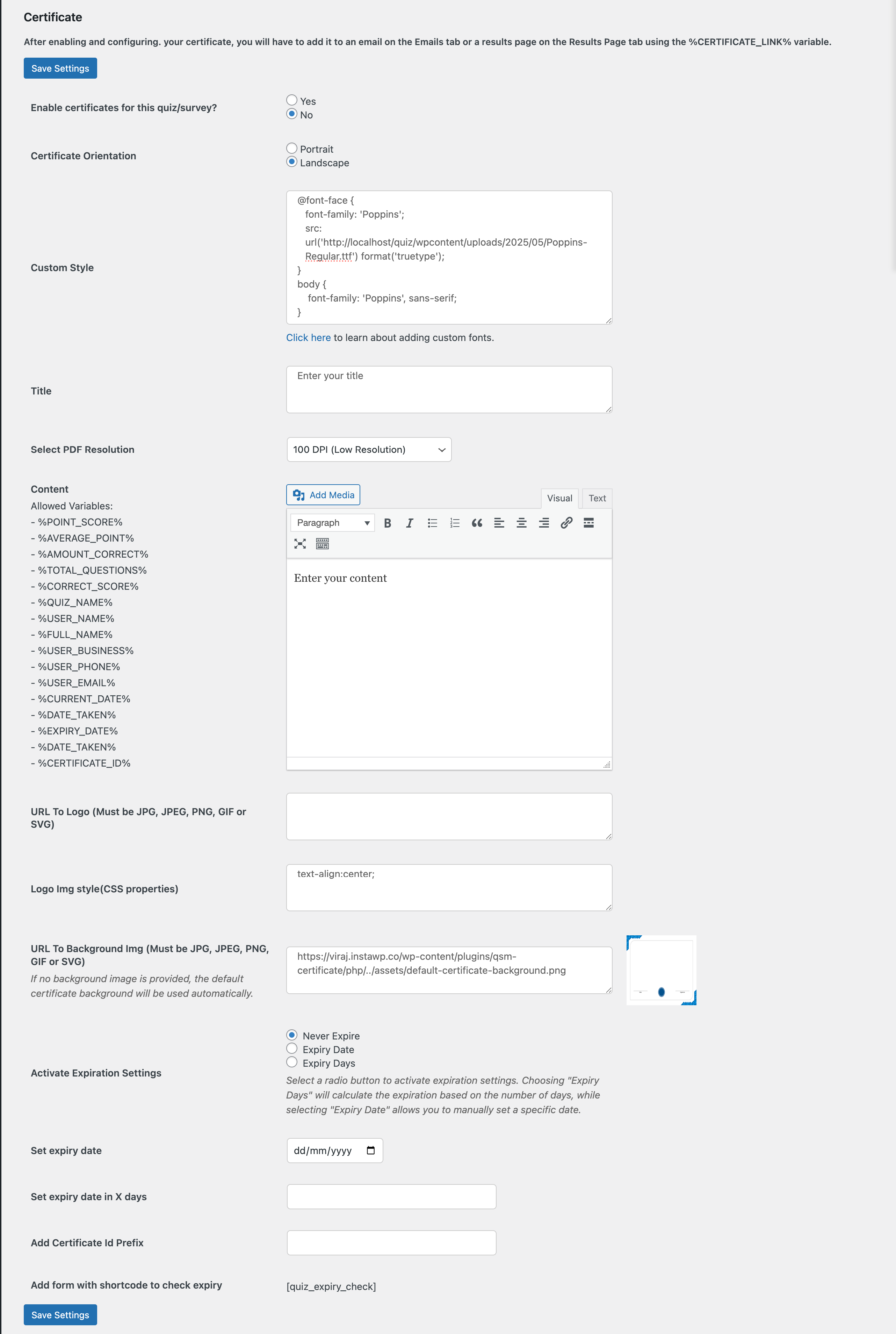 certificate-settings