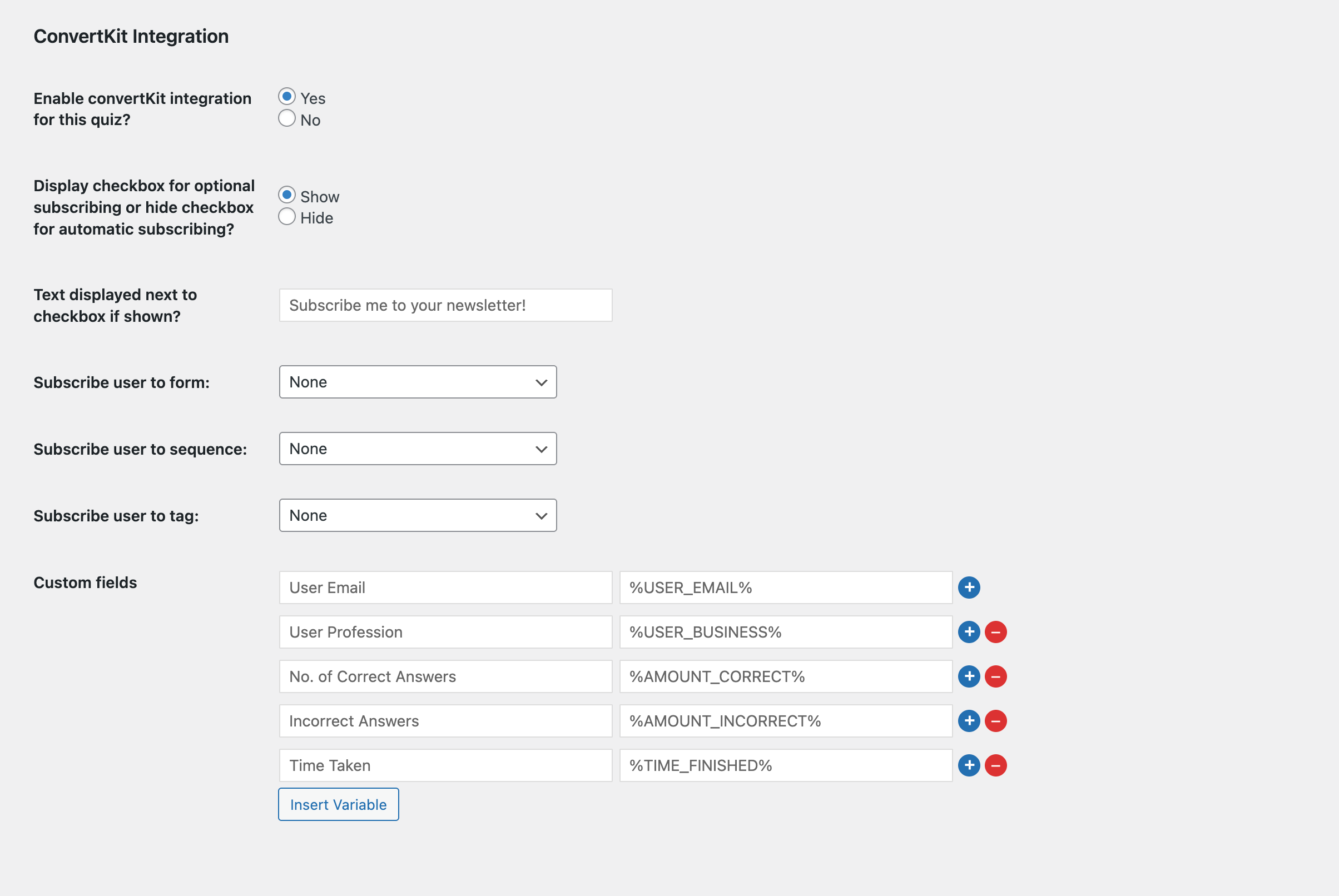 convertkit integration settings