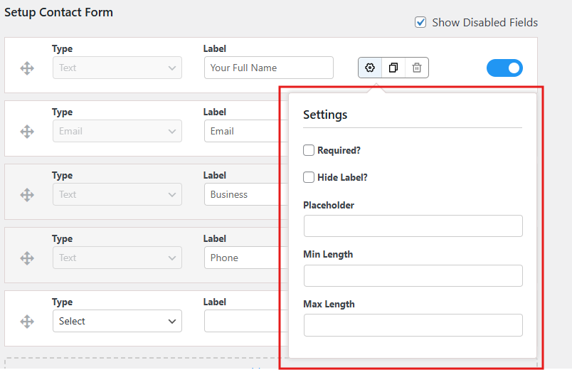 How to add a Contact Form Extra settings for contact form fields