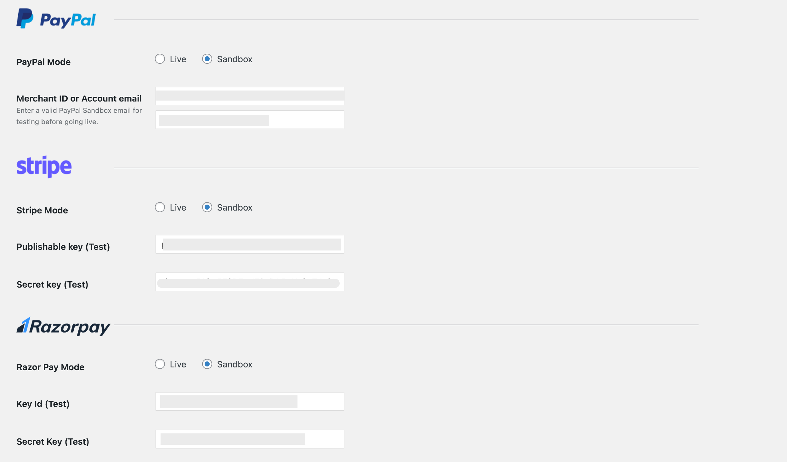 Multiple Payment Modes