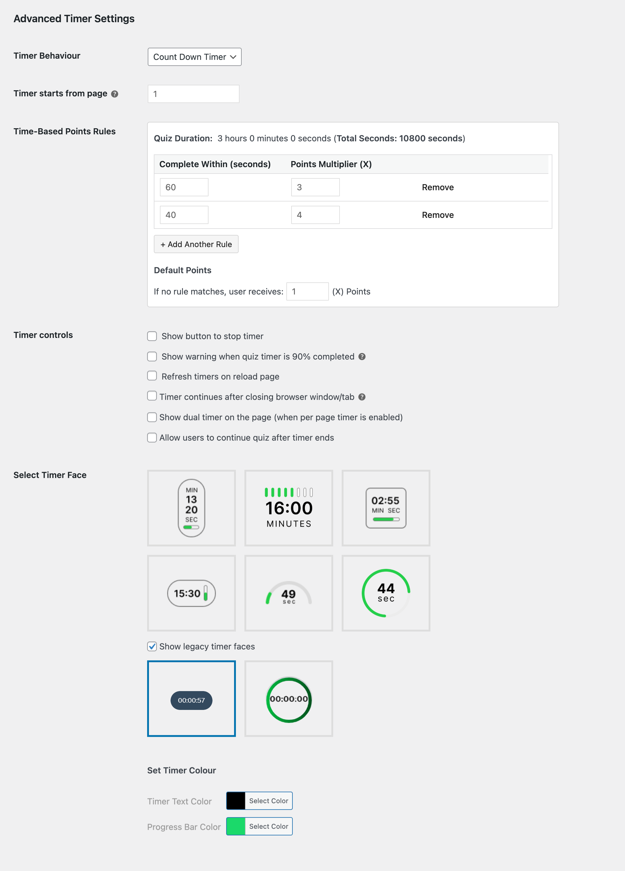Advanced Timer adv timer settings