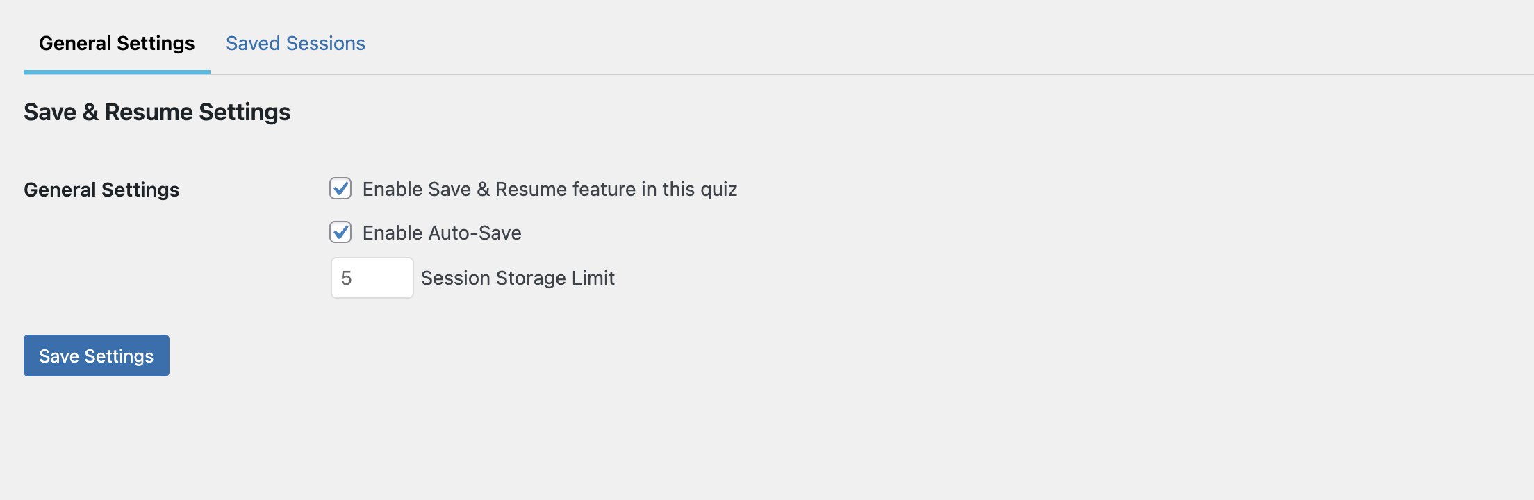 save resume general settings