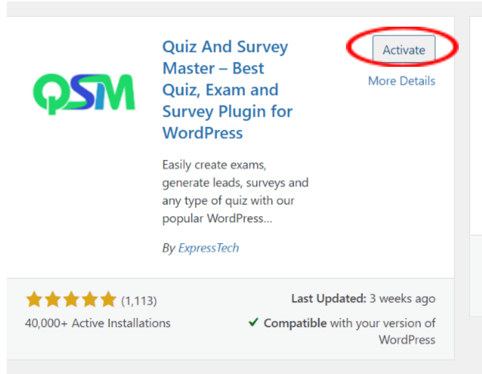 What is Fashion Style Quiz- Activation of QSM plugin