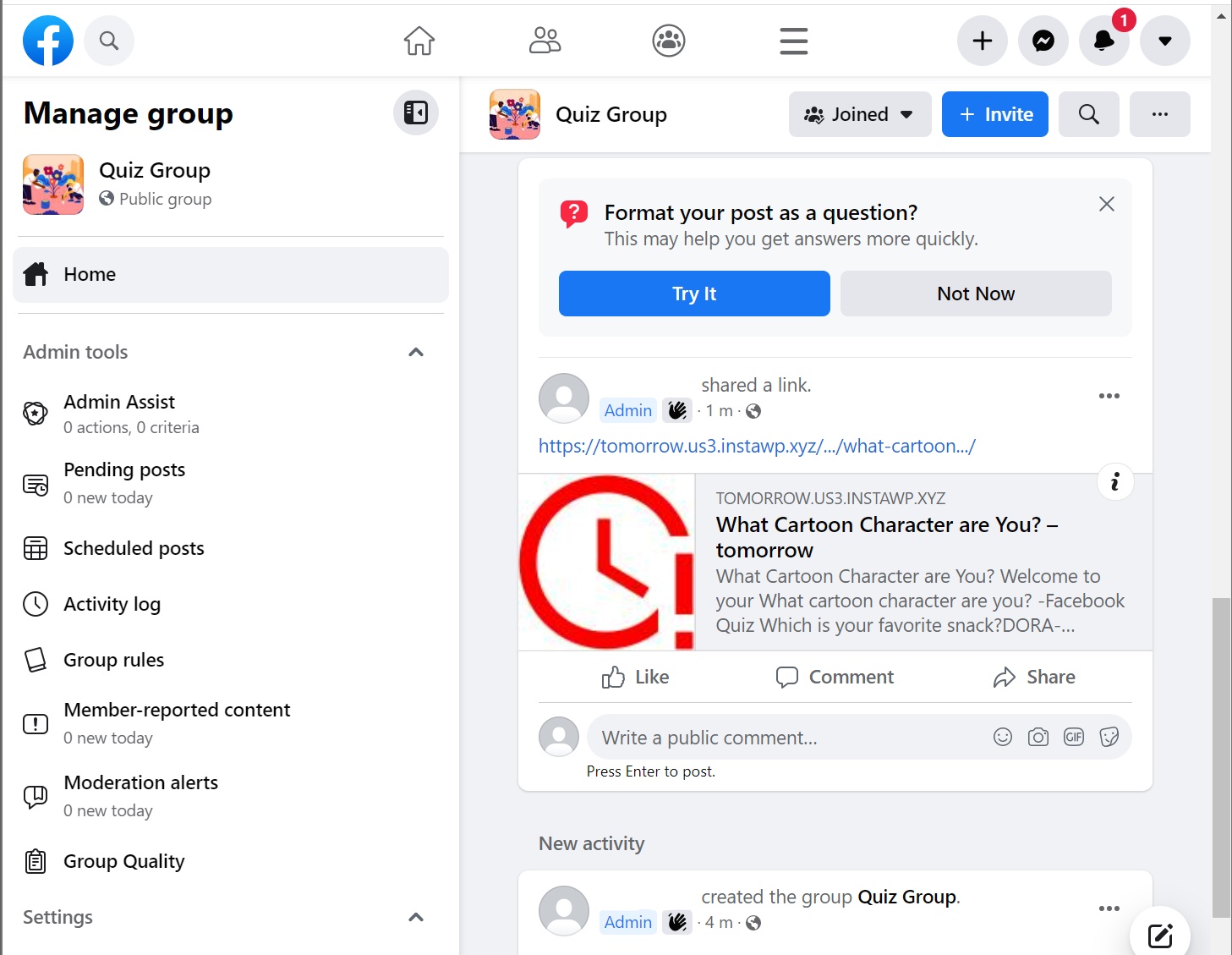 How to Grow Facebook Groups with a Quiz -Posted Quiz