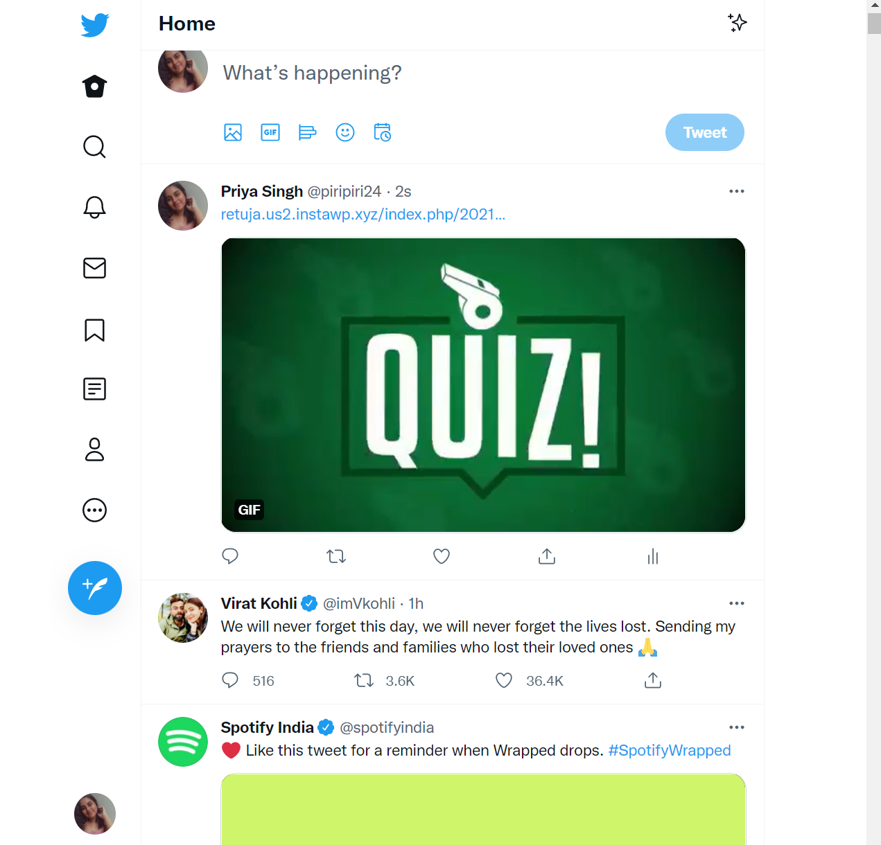 How to make a quiz on Twitter- Quiz posted