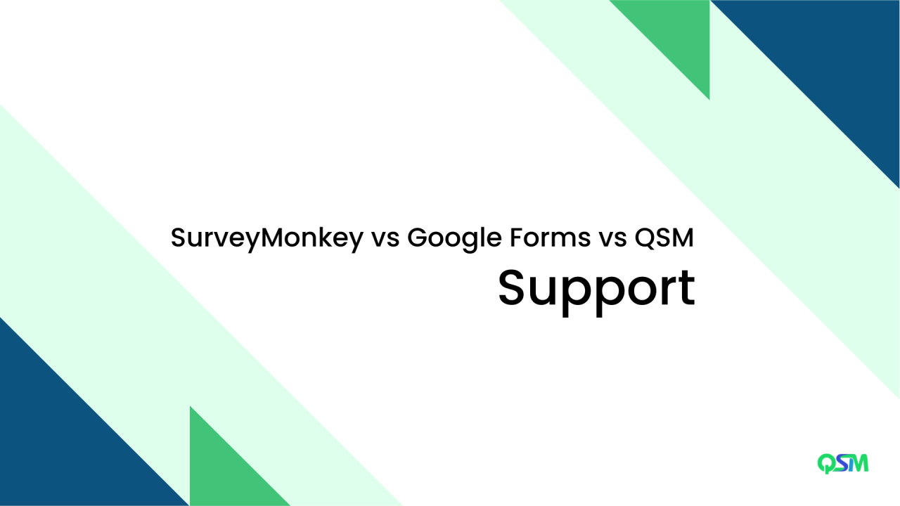 Survey Monkey vs Google Forms vs QSM: Support