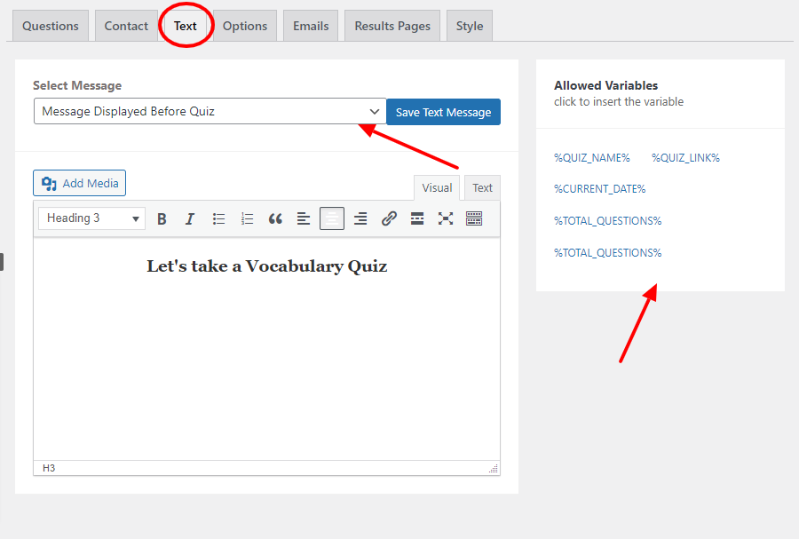 How to create a vocabulary quiz- Customizing Tabs