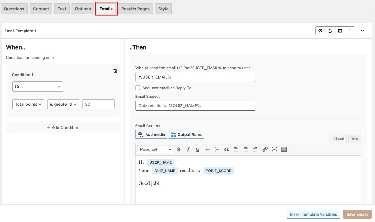 How to Make a Trivia Quiz in WordPress? (5 Easy Code-Free Steps) Trivia Quiz in WordPress - Emails