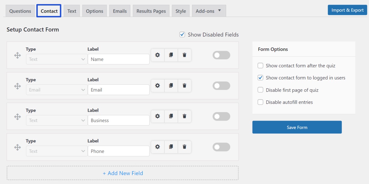 Create a Contact Form - WordPress Assessment Plugin