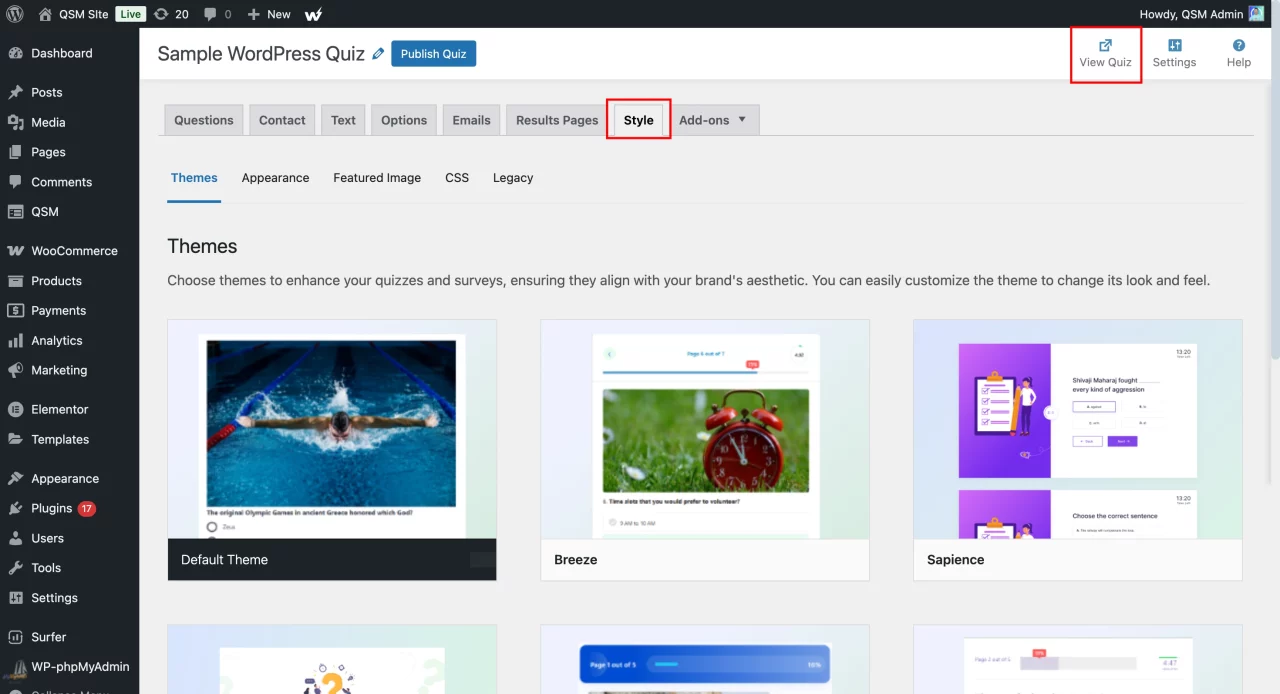 Create a WordPress Quiz - Style