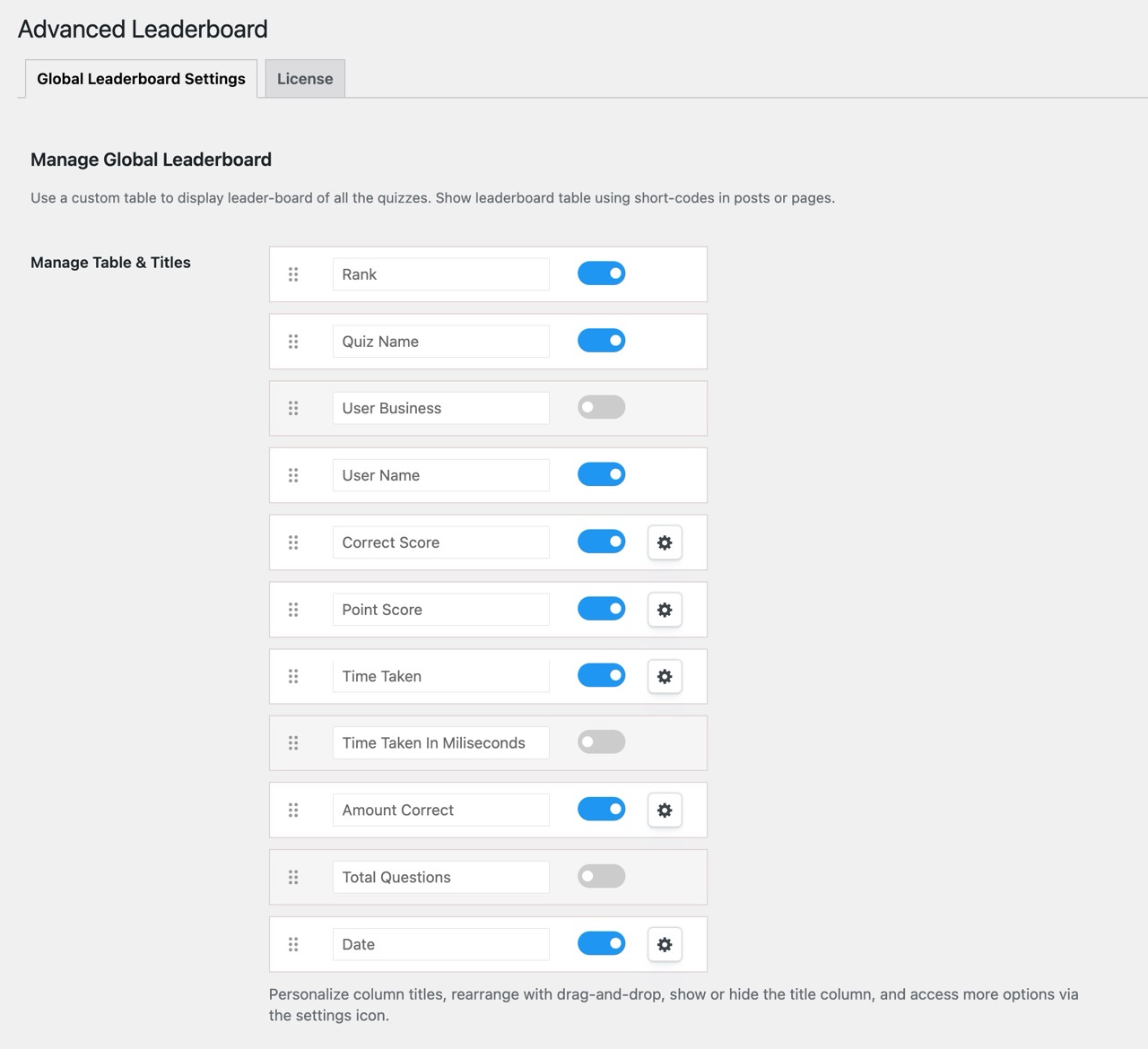 Advanced Leaderboard manage tables Large