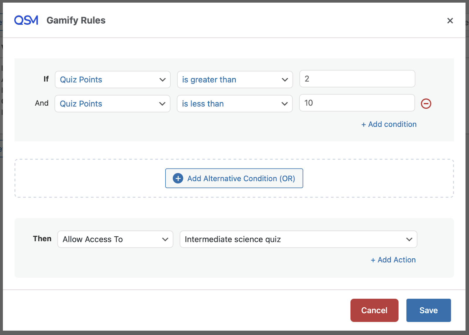 Gamify addon rules - add rules