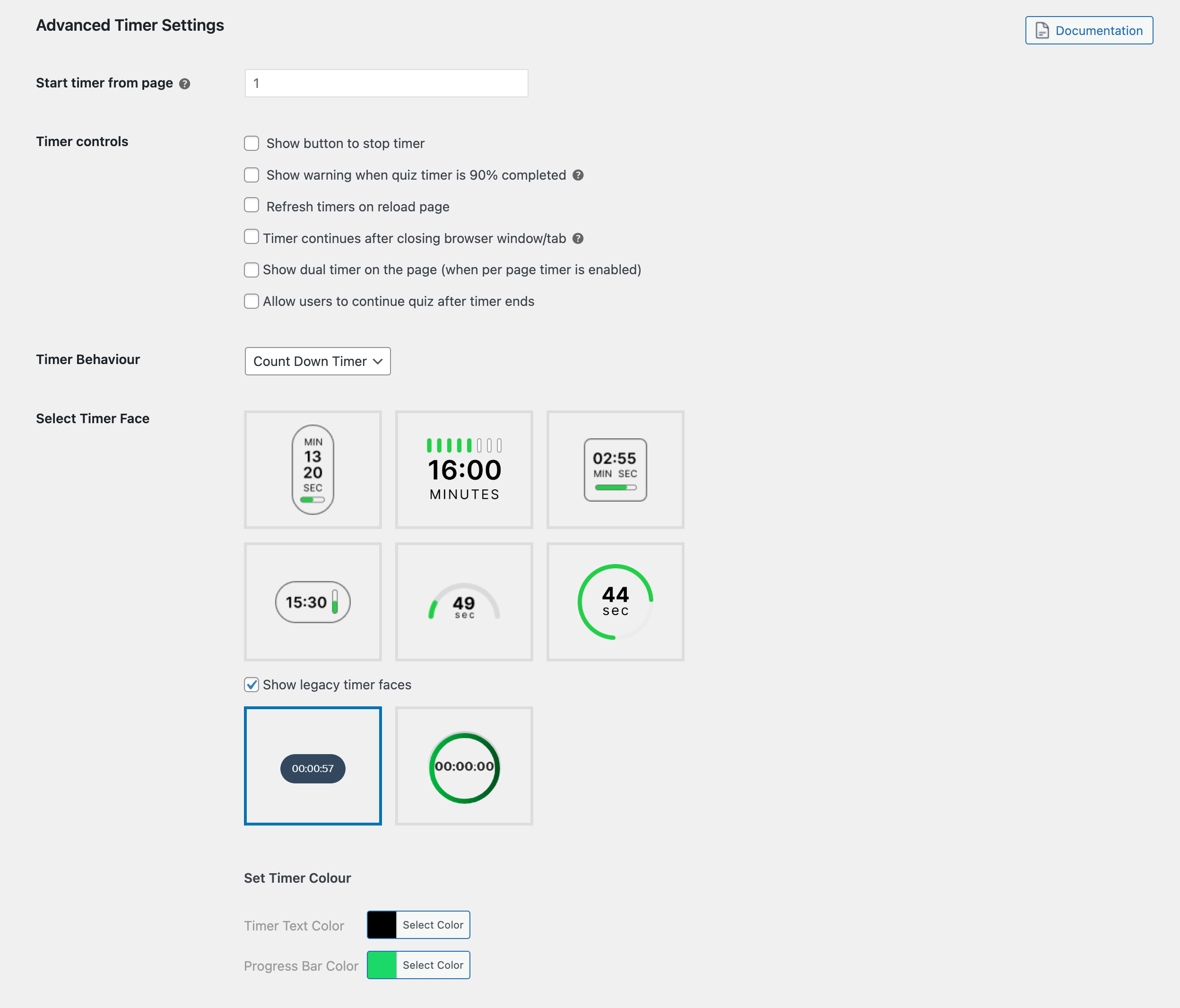 advanced timer settings