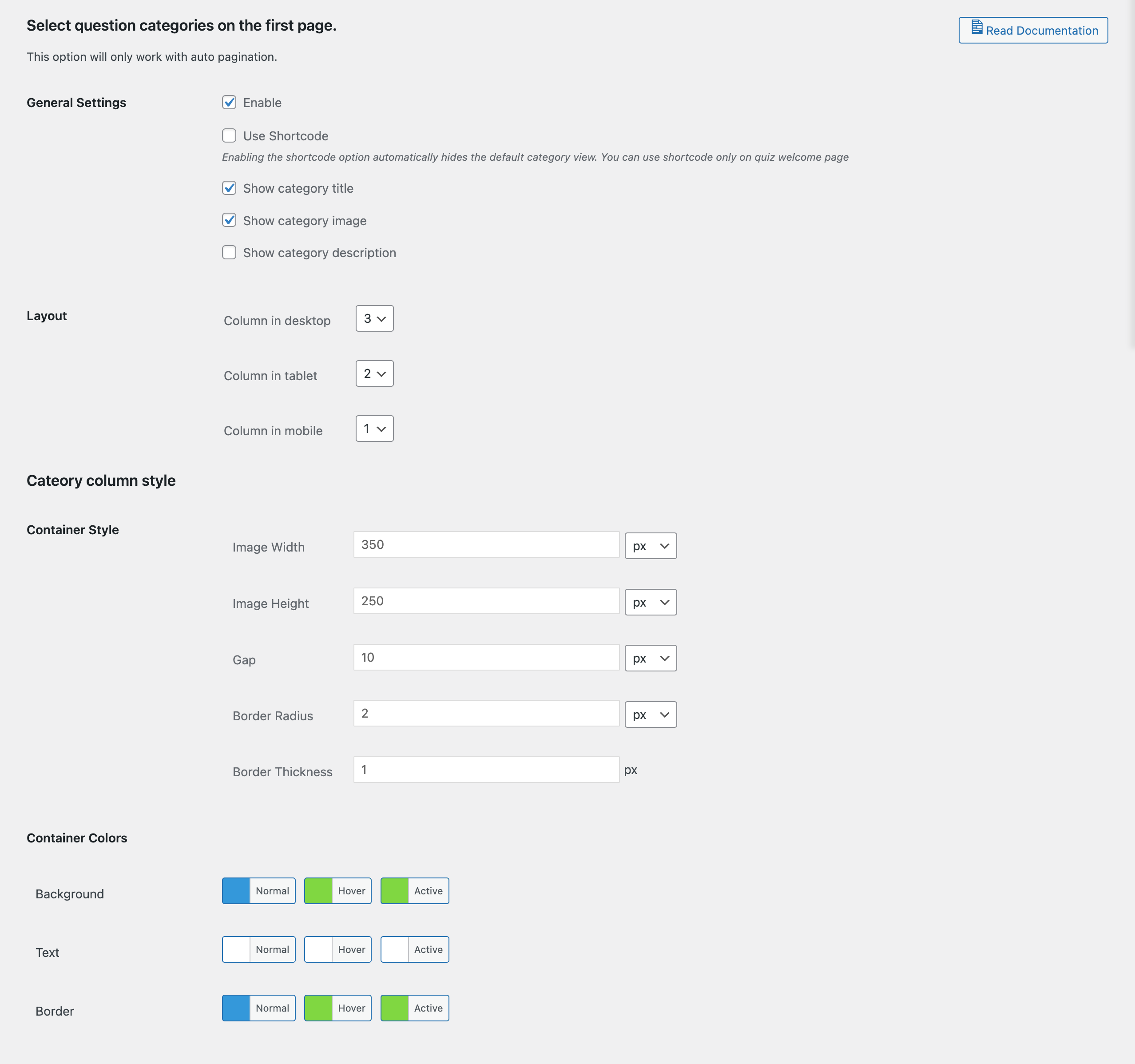 gamify category based settings