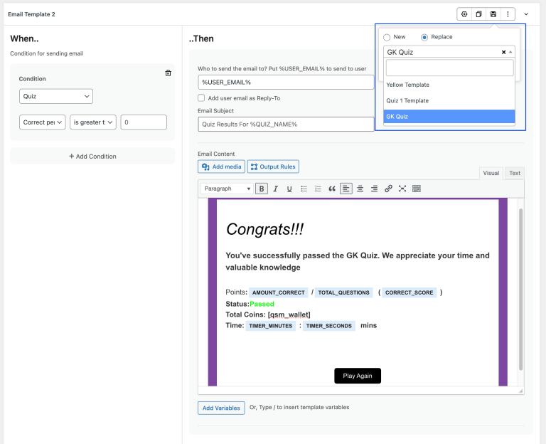 Setting up Template Library - Documentation Quiz And Survey Master
