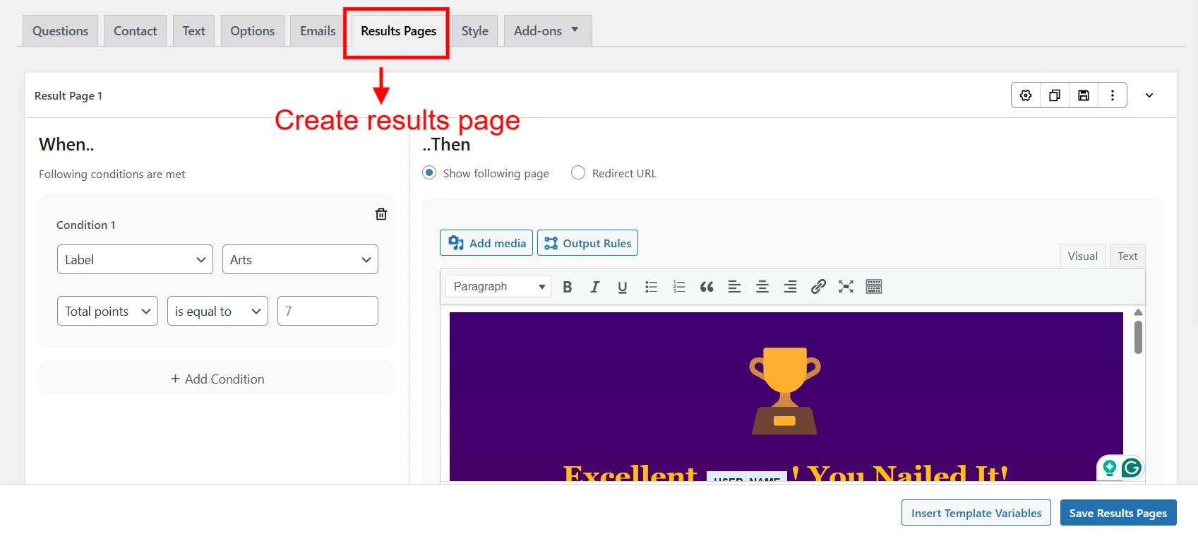 create-career-interest-resul-page
