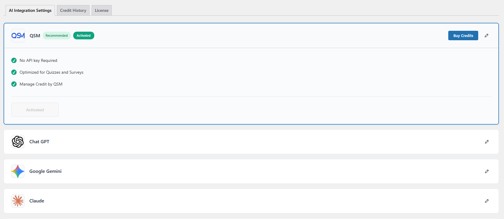 AI Integration QSM AI Credits
