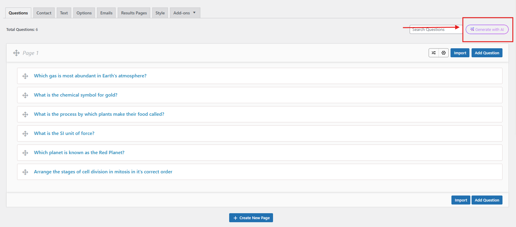 AI Integration click generate with AI