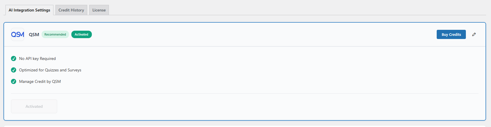 AI Integration qsm ai credits