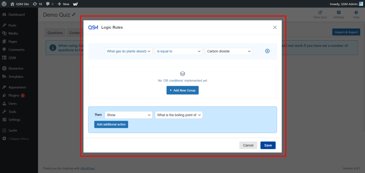 QSM for Fun and Effective Assessments - Conditional Logic