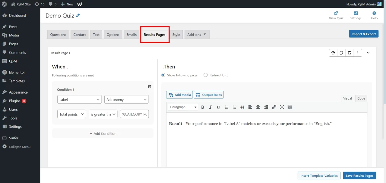 QSM for Fun and Effective Assessments - Results page