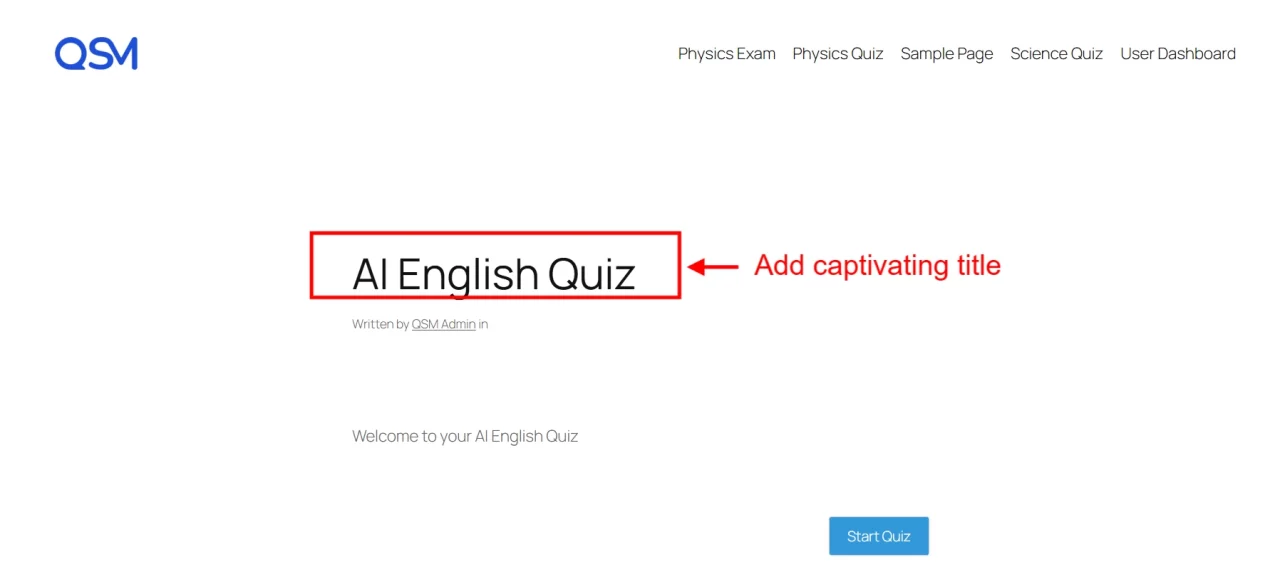Quiz Lead Magnet - Title