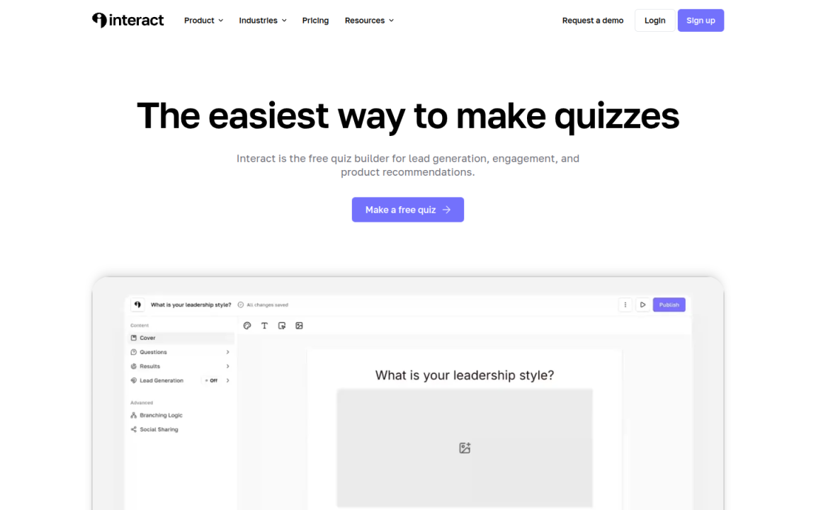 12 Best WordPress Quiz Plugins for 2026 (Compared) Interact Quiz Maker homepage