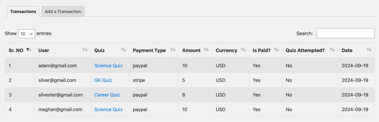 Payment History