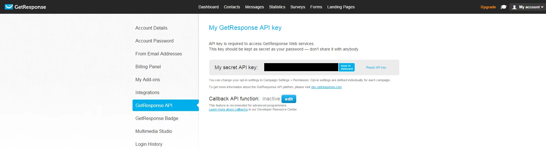 Get Response Documentation grapikey1
