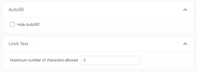 Hide Autofill - Limit Text