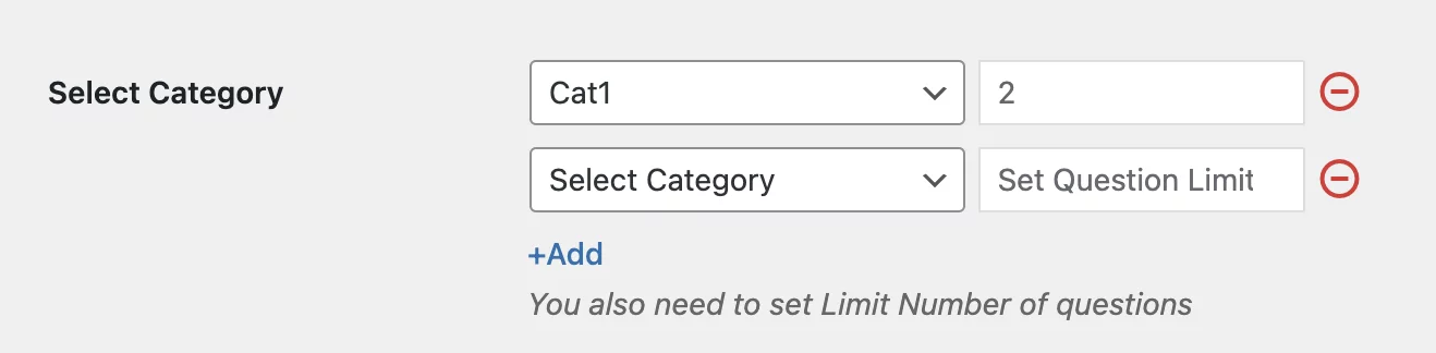 Limit questions for each category - Updated