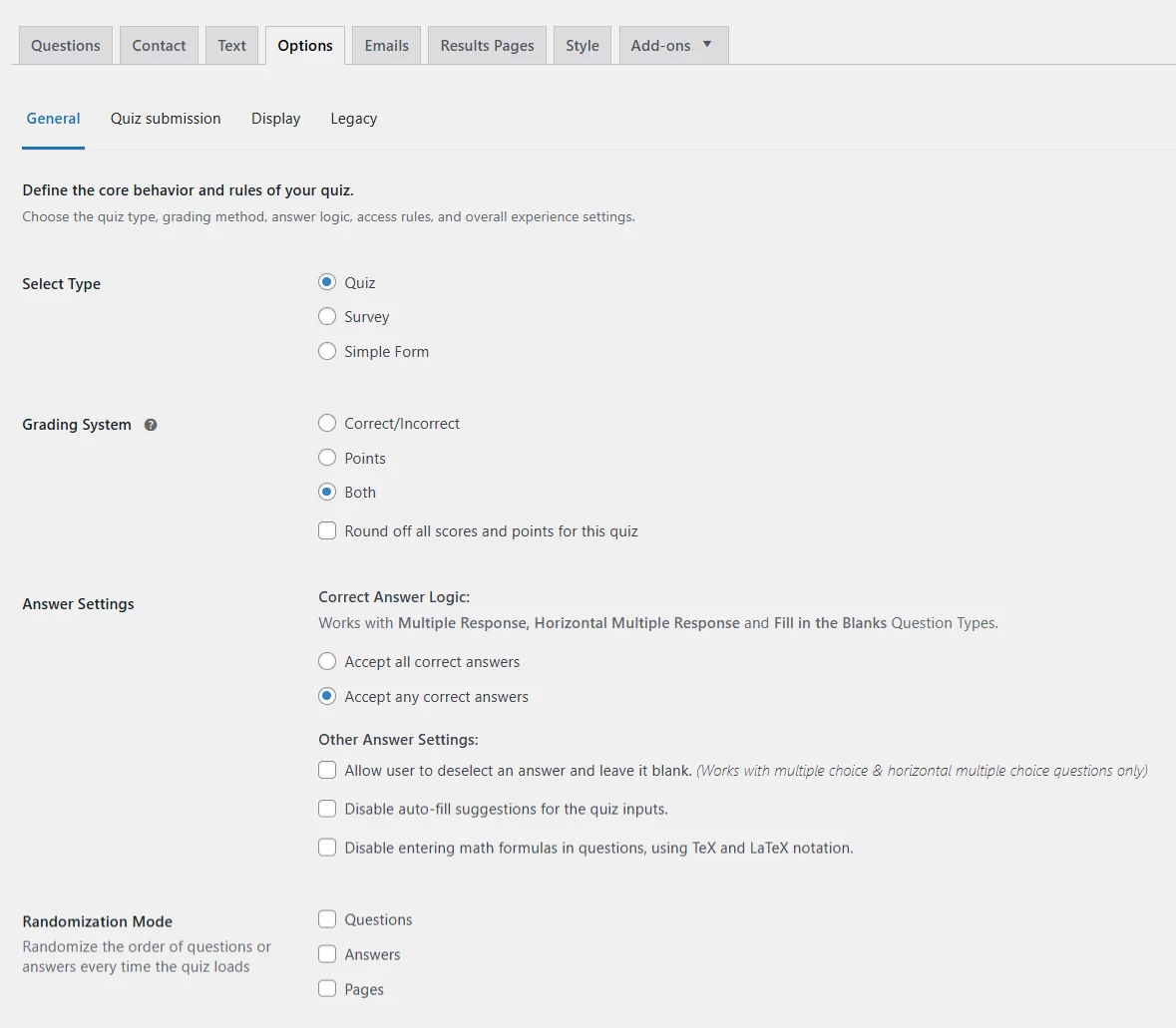 How to Create a Quiz QSM Options tab