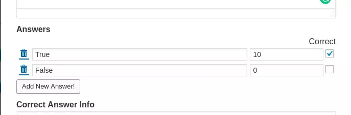 Two answers for question in the edit question popup