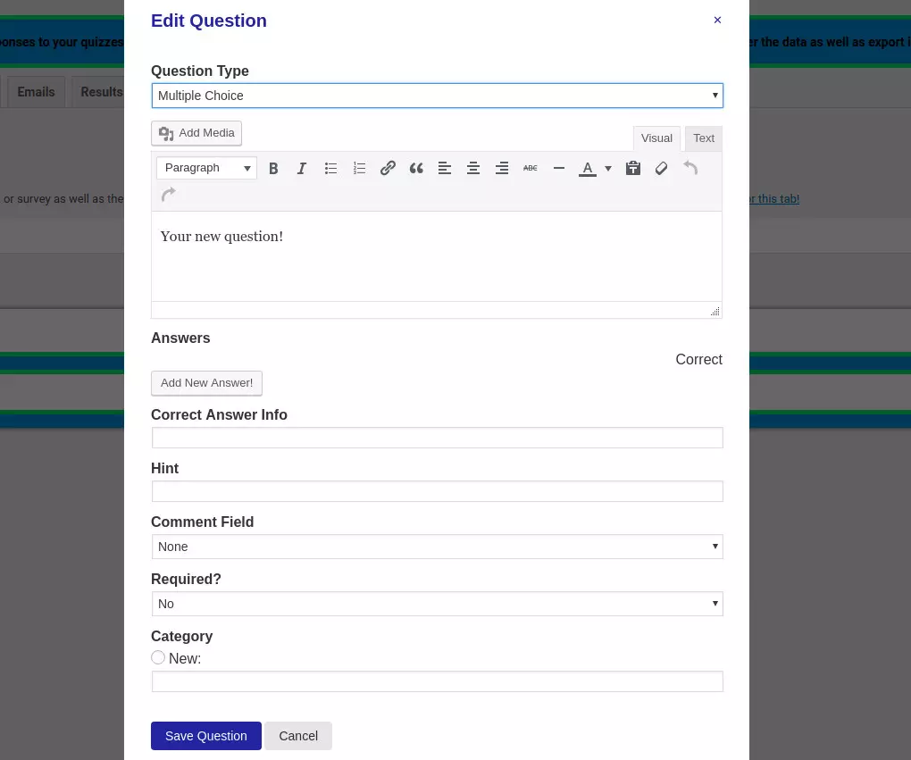 Edit question popup