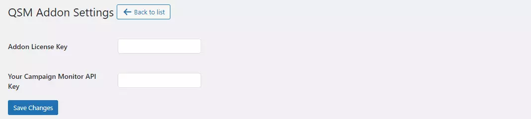 Campaign Monitor Settings for the campaign monitor addon which are found in the Addon Settings page