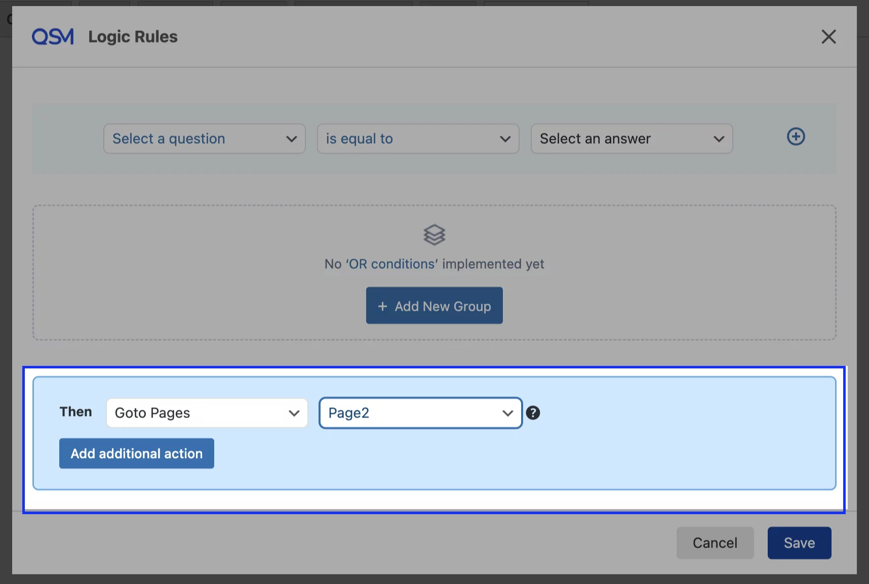 go to pages logic rule