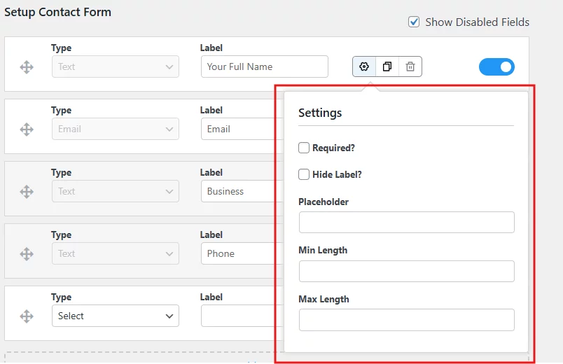 How to add a Contact Form Extra settings for contact form fields
