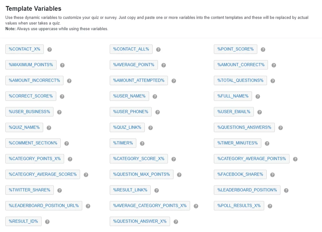 How to create a Timer based Online Exam in WordPress? Timer based Online Exam in WordPress - Results Page Template Variables