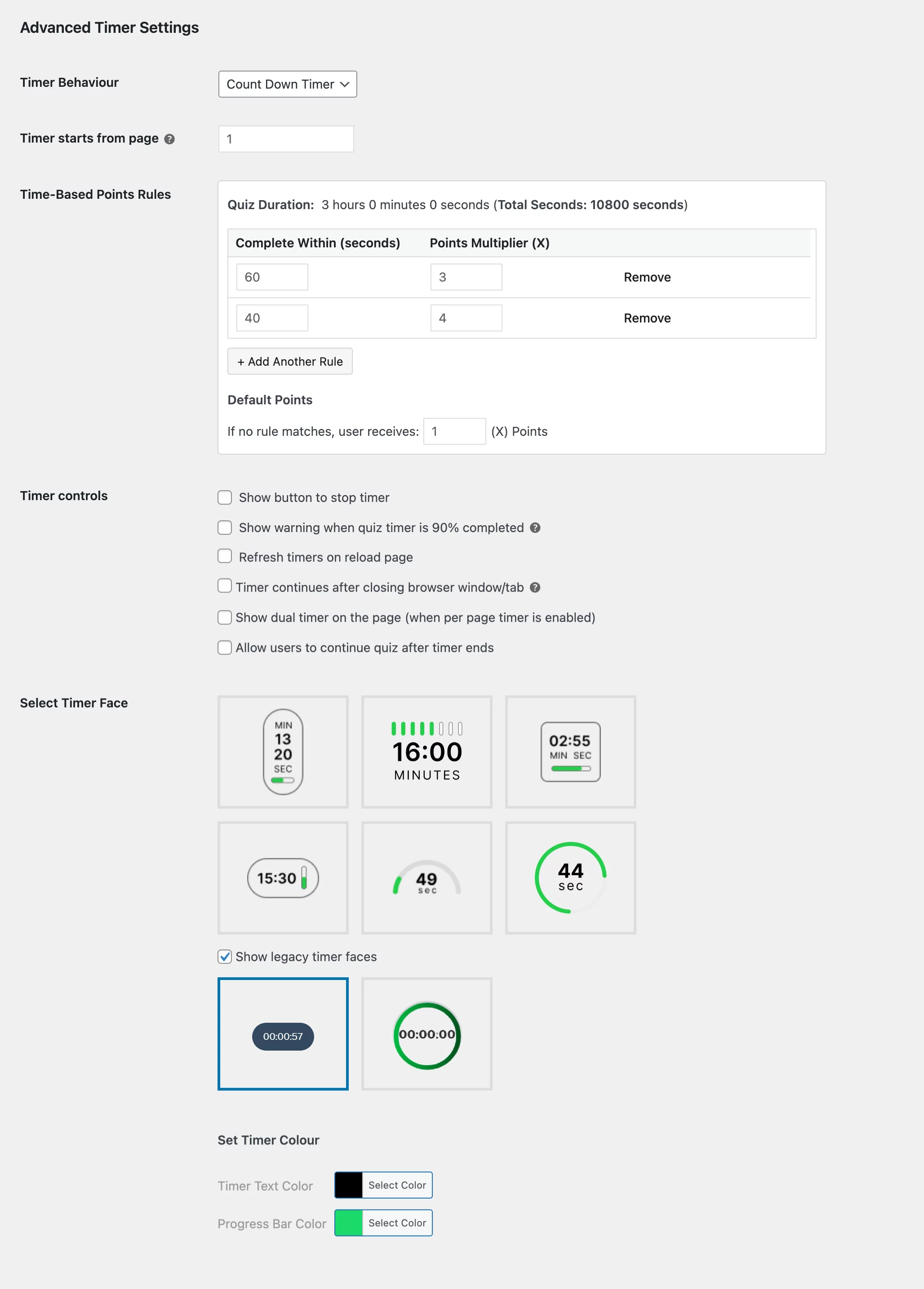 Advanced Timer adv timer settings
