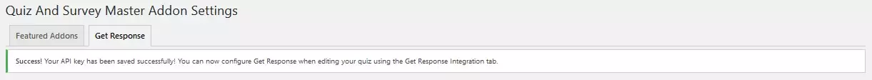Get Response QSM Get Response - API Saved - Success