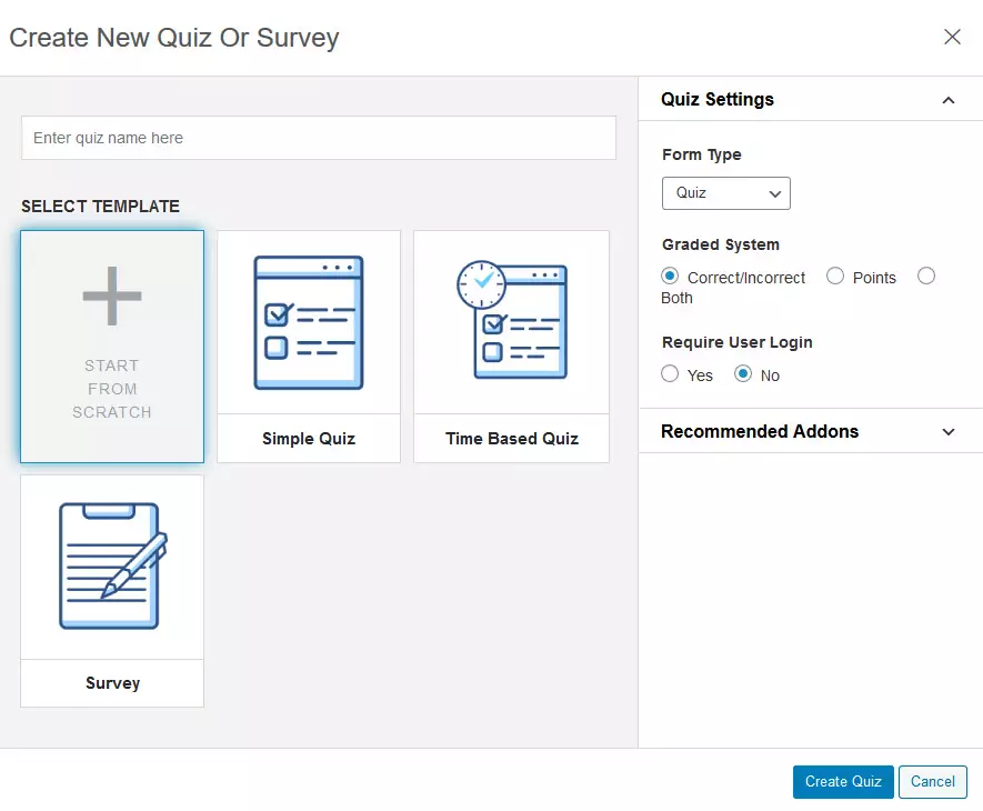 QSM Create new Quiz Survey 2020