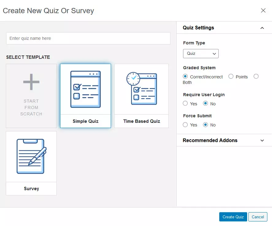 Quiz and survey master Sample Quiz creation