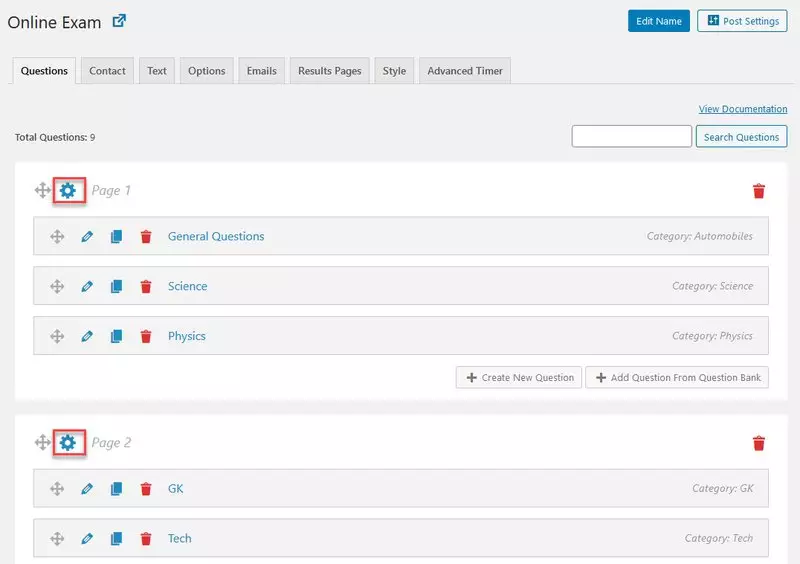 Timer on Individual Quiz Pages - QSM Advanced Timer Addon Quiz Setup