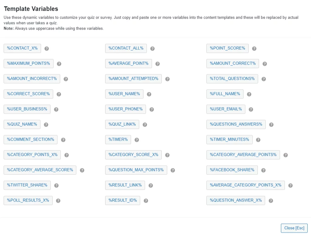 QSM Results Template Variables Updated 2021