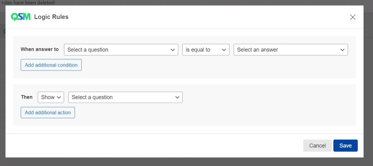  survey with conditional logic- add rules